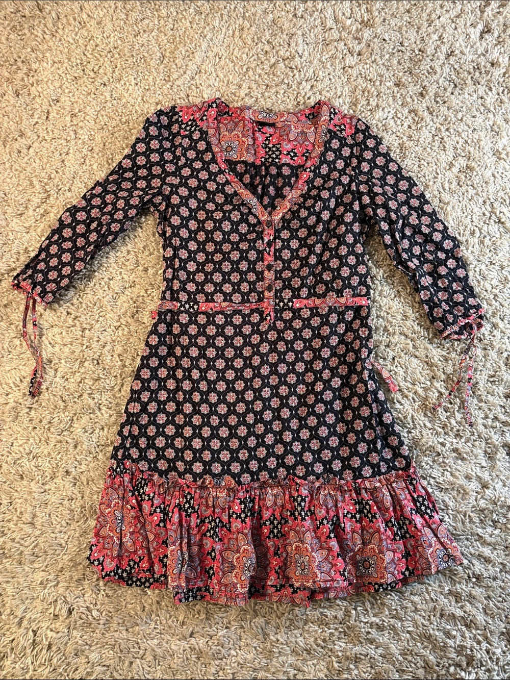 H&M Sheer Patterned Boho Peasant Dress